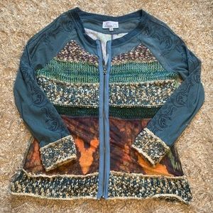 Zip up boho style jacket/cardigan by Emma G - sz M